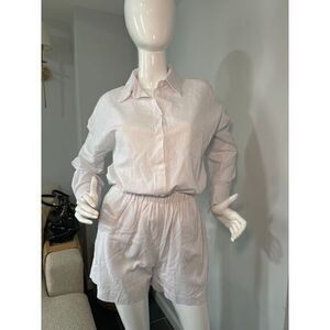Commense Elegant White cotton Button-Down and‎ short set Size XS